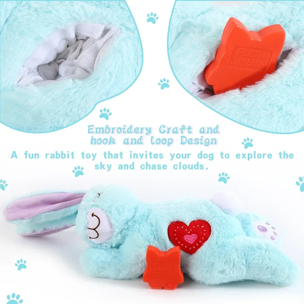 Bunny Plush Dog Heartbeat Toy Puppy Anxiety Relief Calming Sleep Aid Comfort Pillow for Crate Training Small Puppies
