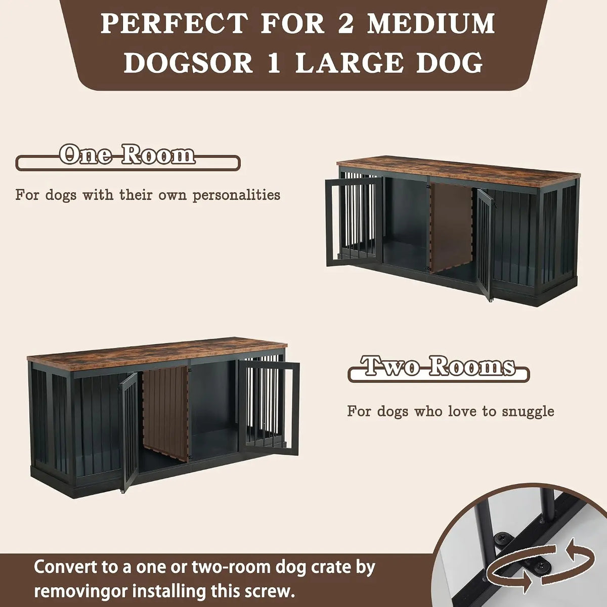 71 inch Extra Large Dog Crate Furniture Indoor Wooden Dog Kennel Furniture Heavy Duty Dog Crates TV Stand with, Custom