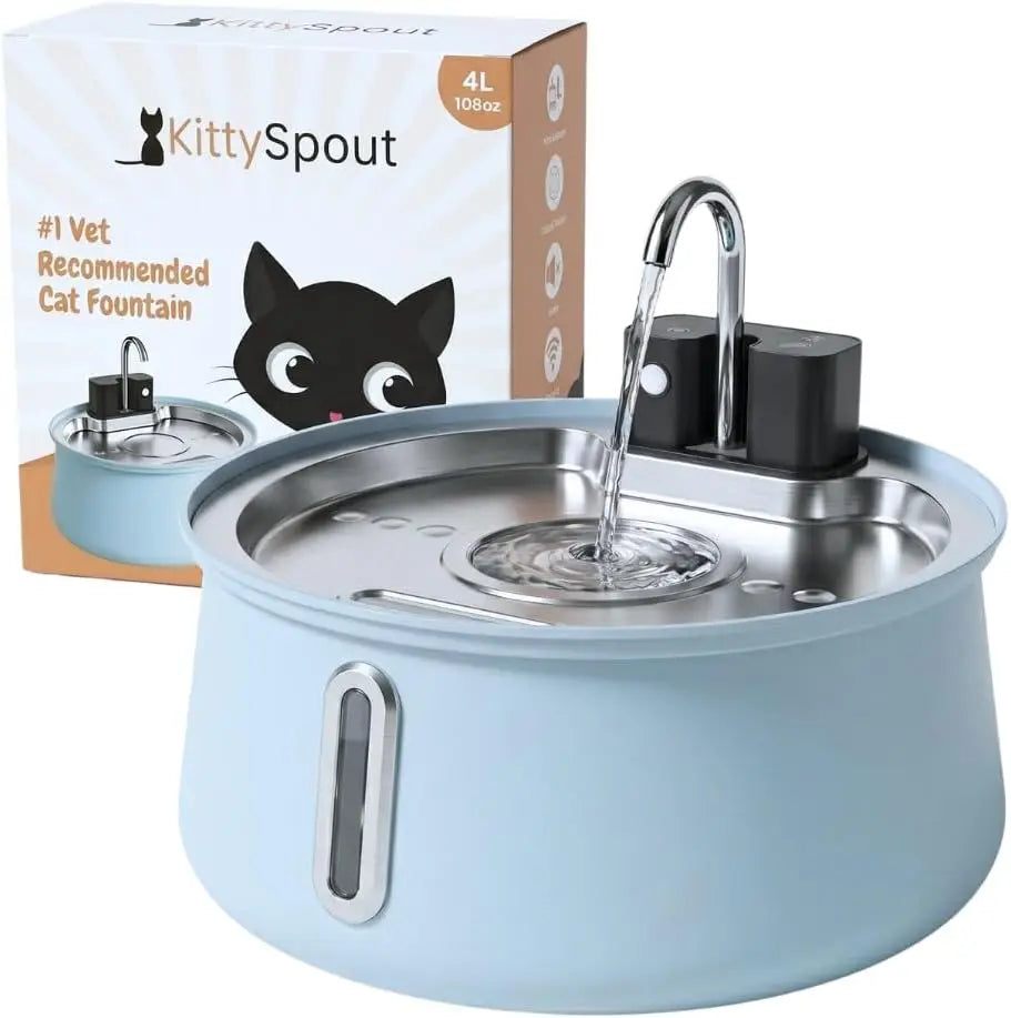 The KittySpout Stainless Steel Wireless Cat Water Fountain, 4L/108oz