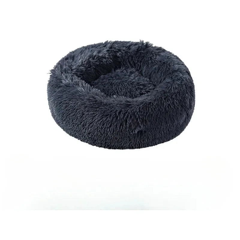 Soft Pet Cat Bed Pad Plush Warm Faux Fur Dog Calm Bed Donut Round Bed Comfortable Sleeping Washable for Small Medium Dog and Cat