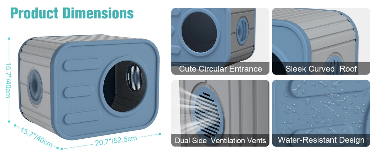 Outdoor Cat House Weatherproof with Camera-Shaped Design, Sturdy Resin Outside Cat Shelter, Insulated Cat Houses for Outdoor& Indoor Cats