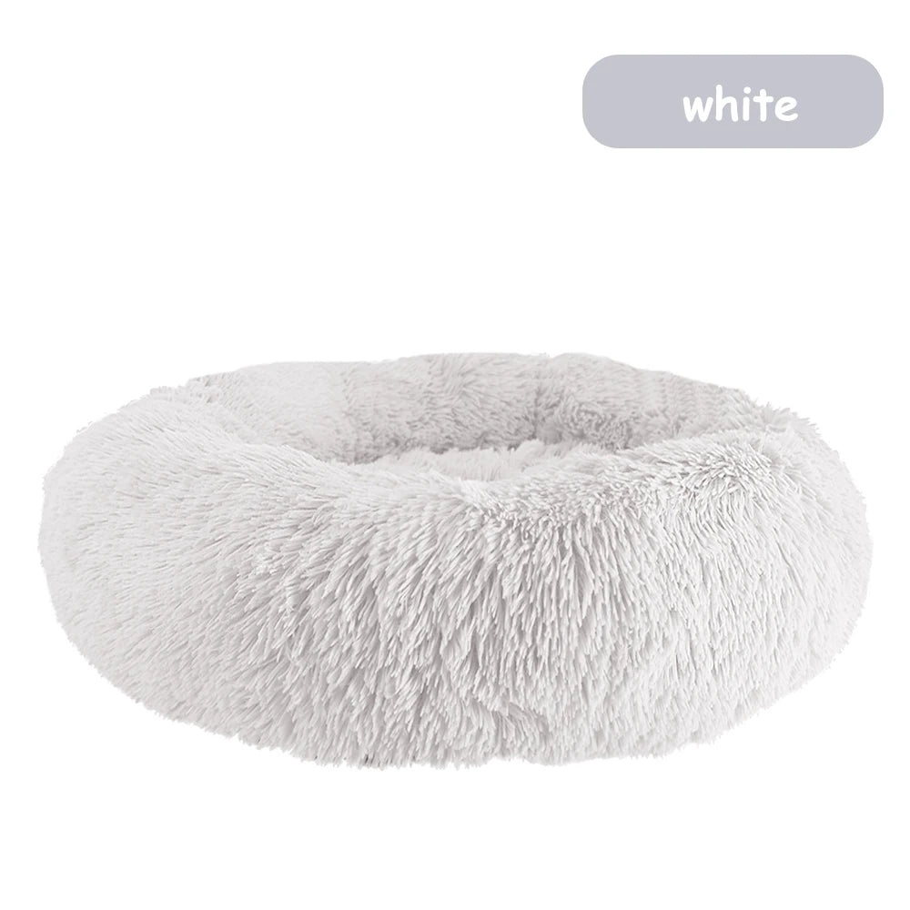 Donut Dog Bed Warm Soft Long Plush Pet bed For Samll Large Dog House Cat Calming Beds Washable Winter Kennel Sofa Cushion Mat