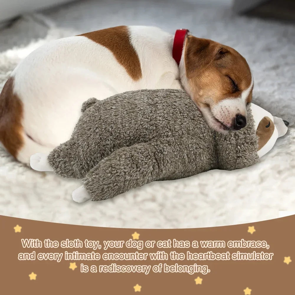 Heartbeat Puppy Toy Sloth Plush Dog Toy Calming Anxiety Relief Sleep Aid for Crate Training Small Dogs Christmas Gift