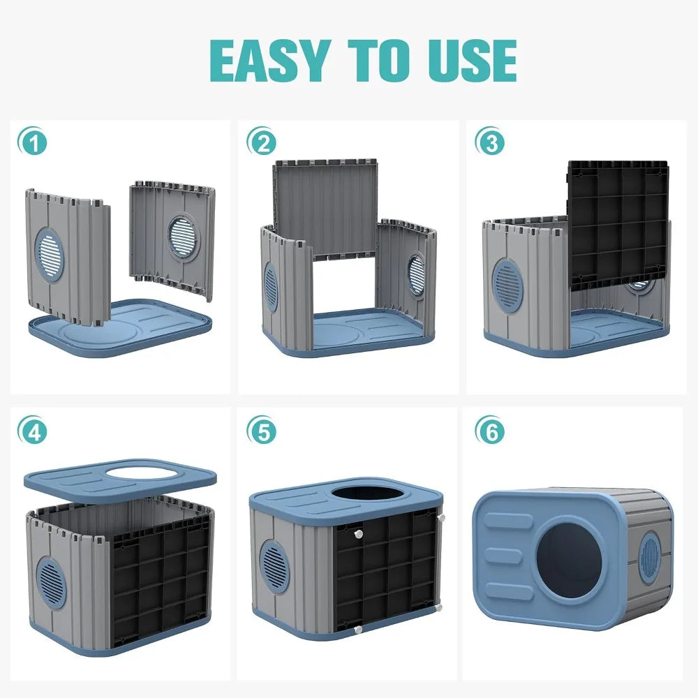 Outdoor Cat House Weatherproof with Camera-Shaped Design, Sturdy Resin Outside Cat Shelter, Insulated Cat Houses for Outdoor& Indoor Cats