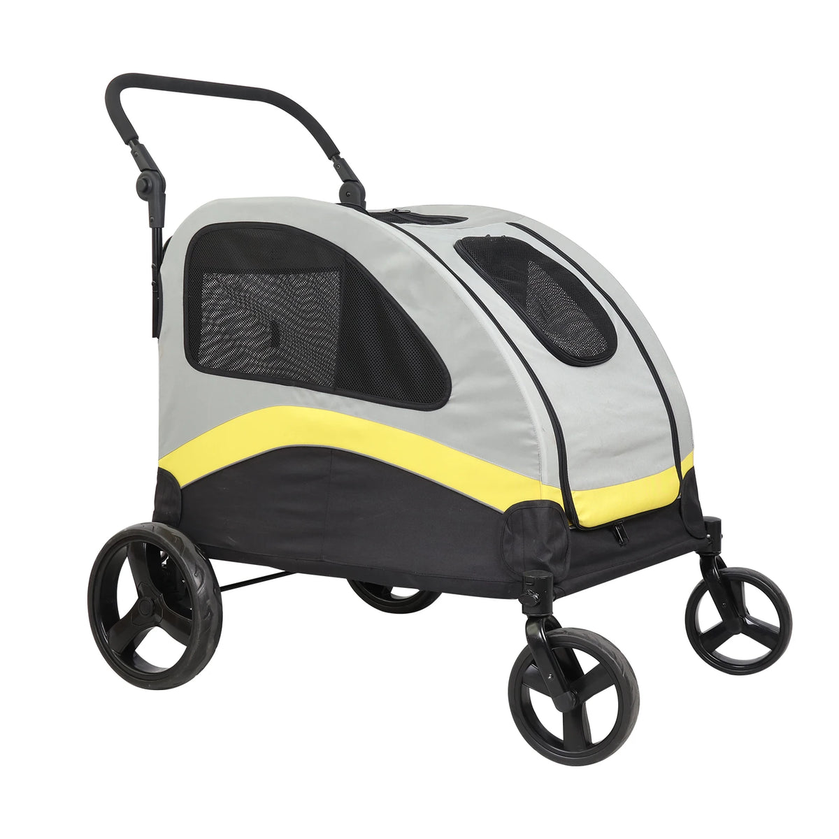 Pet Stroller for 2 Dogs, Zipper Divider and Wheels, Folding Dog Jogger, Wagon, Travel Carriage