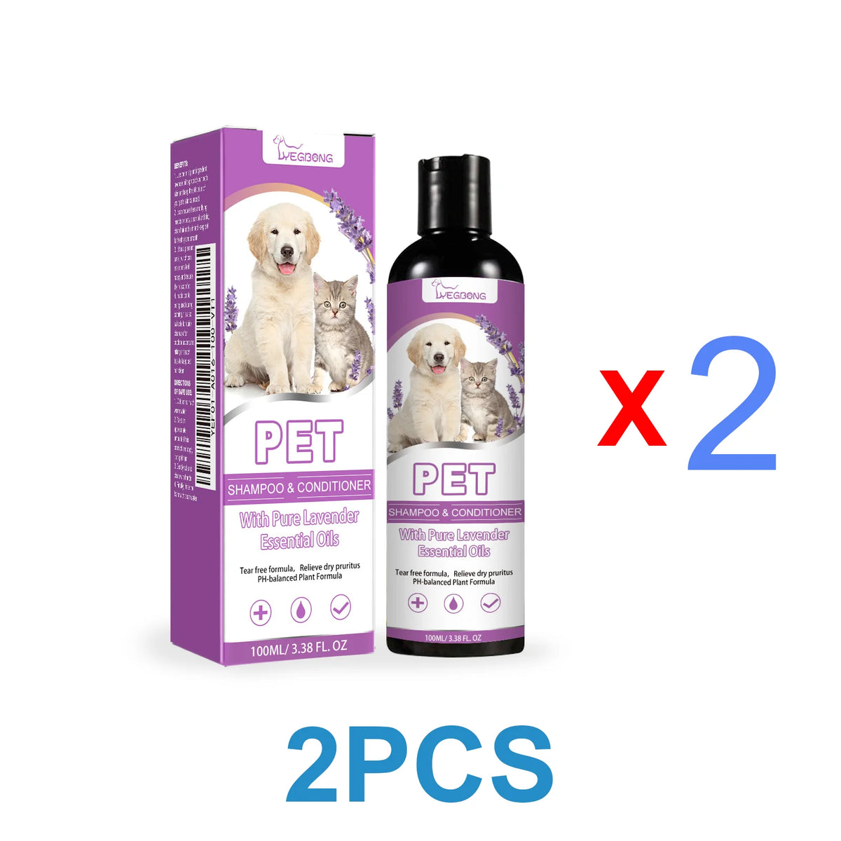 Pet Shampoo Shower Gel Dog Bath Cat Grooming Soothing Itchy Animal Skin Hair Smooth Detangling Deep Cleaning Coat Care Natural Shine Soft Tangle Free 100ml