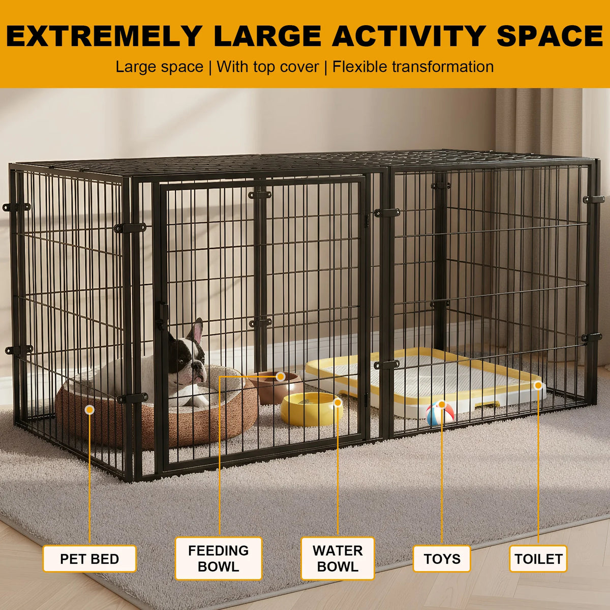 48 Inch Kennel Cage Easy Assemble Heavy Duty Wire Dog Crates with Door Dogs Cage Kennel Stackable for Puppy/Small Dog/Rabbit/Pig
