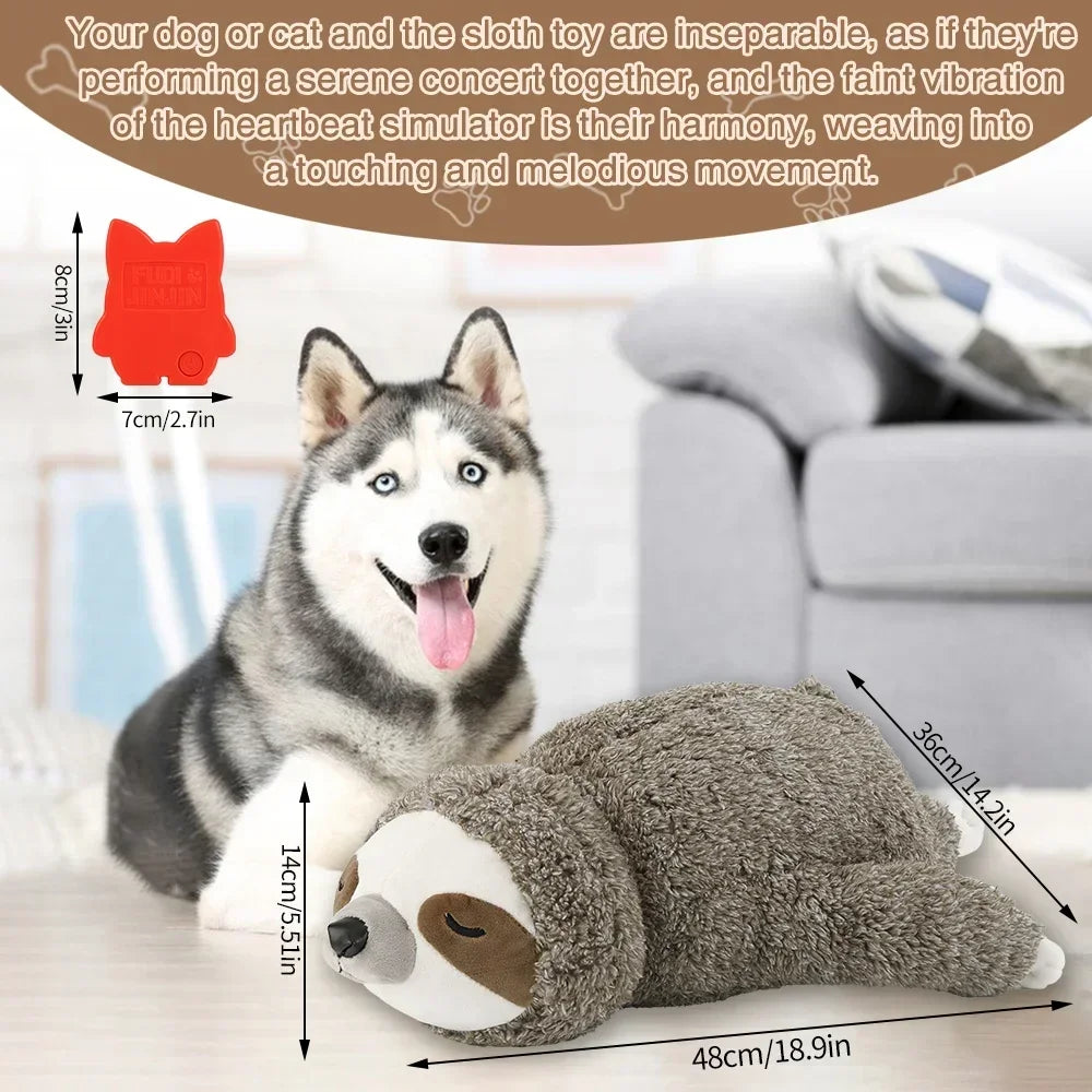 Heartbeat Puppy Toy Sloth Plush Dog Toy Calming Anxiety Relief Sleep Aid for Crate Training Small Dogs Christmas Gift