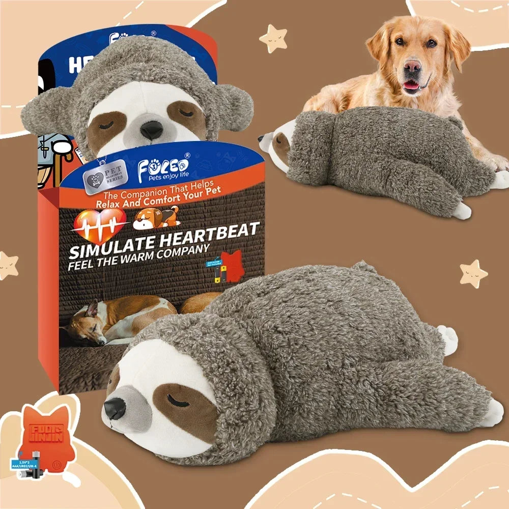 Heartbeat Puppy Toy Sloth Plush Dog Toy Calming Anxiety Relief Sleep Aid for Crate Training Small Dogs Christmas Gift
