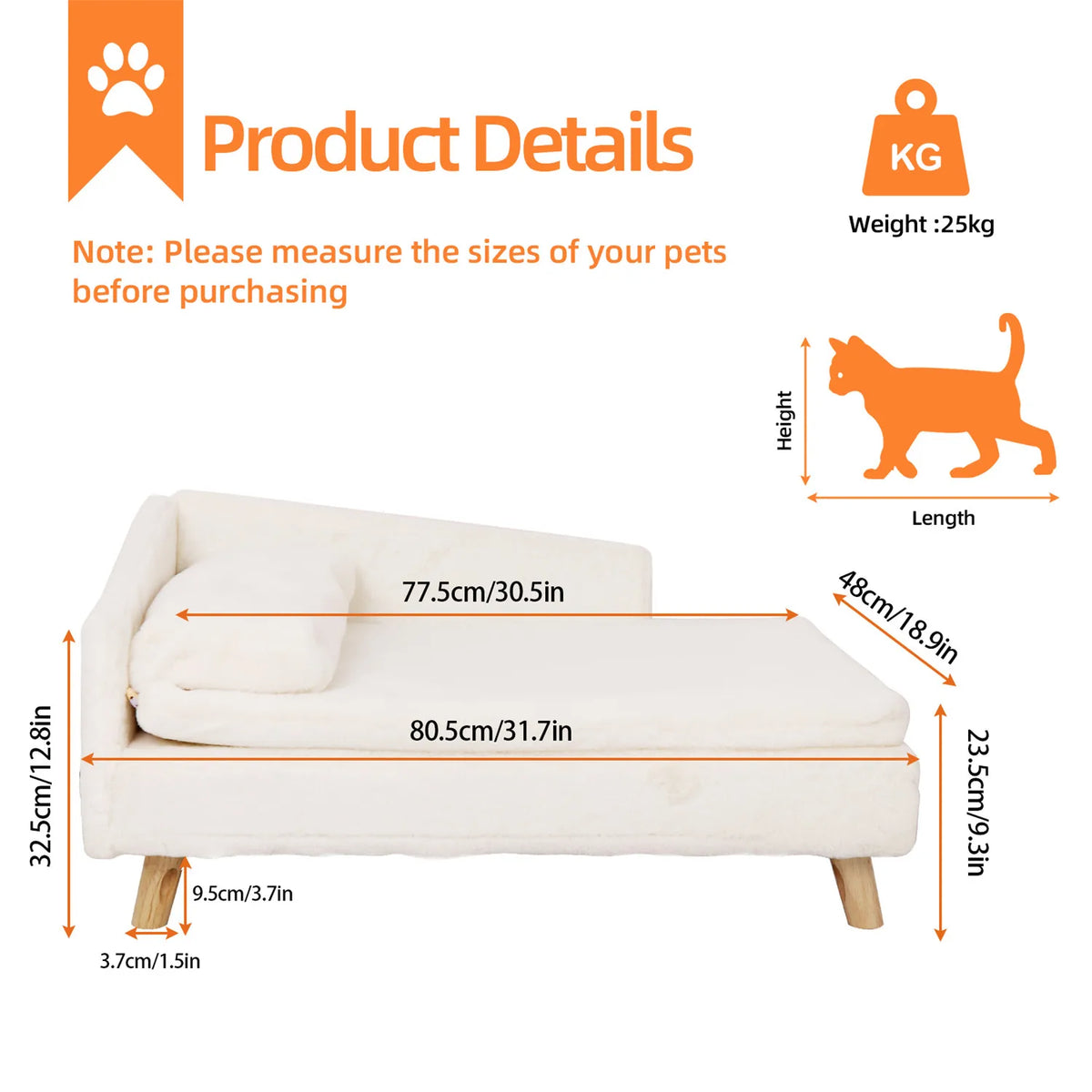 Waterproof Pet Sofa Dog Cat Bed Couch Raised Chair Lounger Plush Cover Cushion