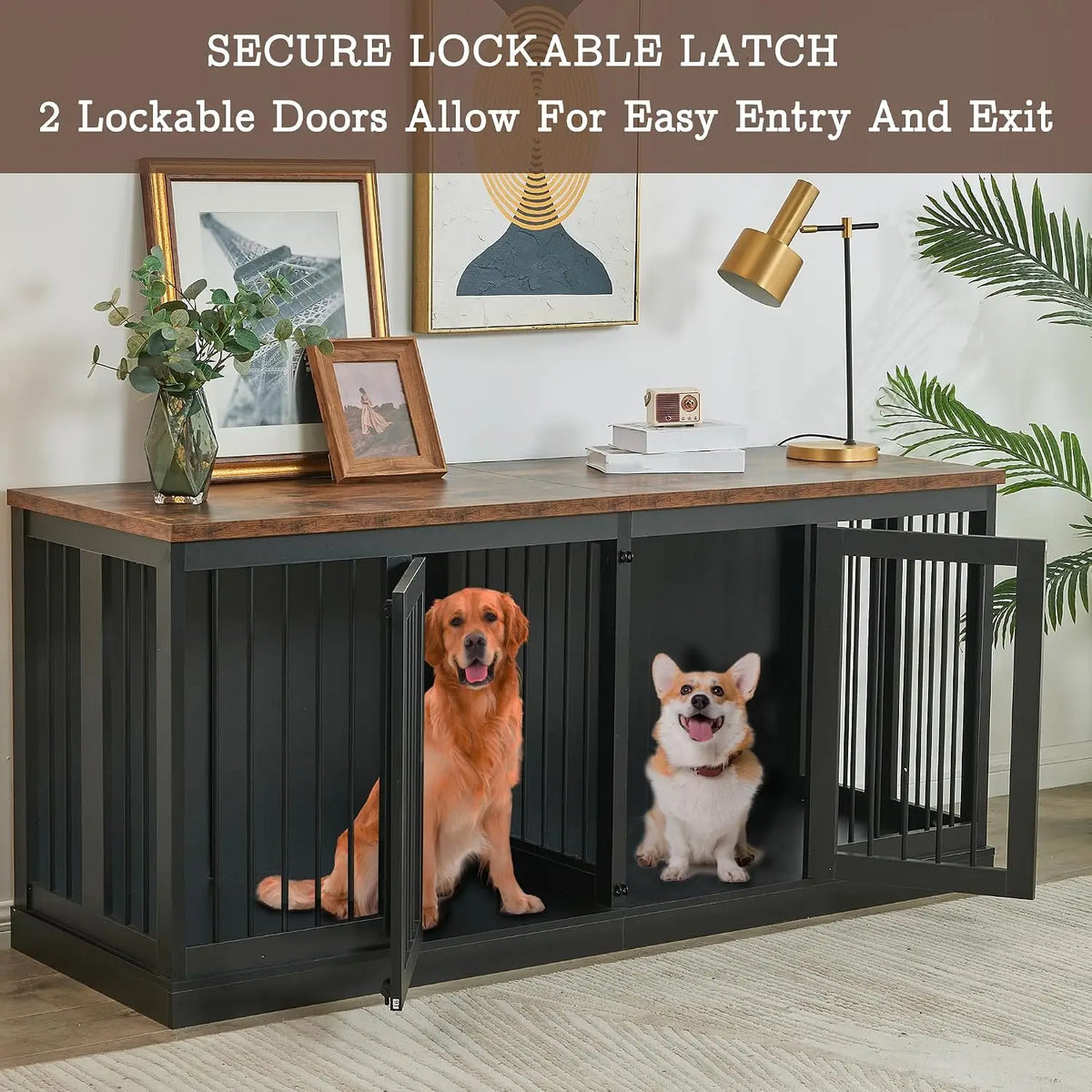 71 inch Extra Large Dog Crate Furniture Indoor Wooden Dog Kennel Furniture Heavy Duty Dog Crates TV Stand with, Custom