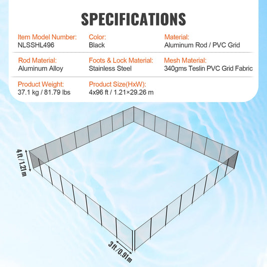 SucceBuy Pool Fence Fences for Inground Pools Removable Child Safety Pool Fencing Teslin PVC Fence Mesh Protects Kids and Pets