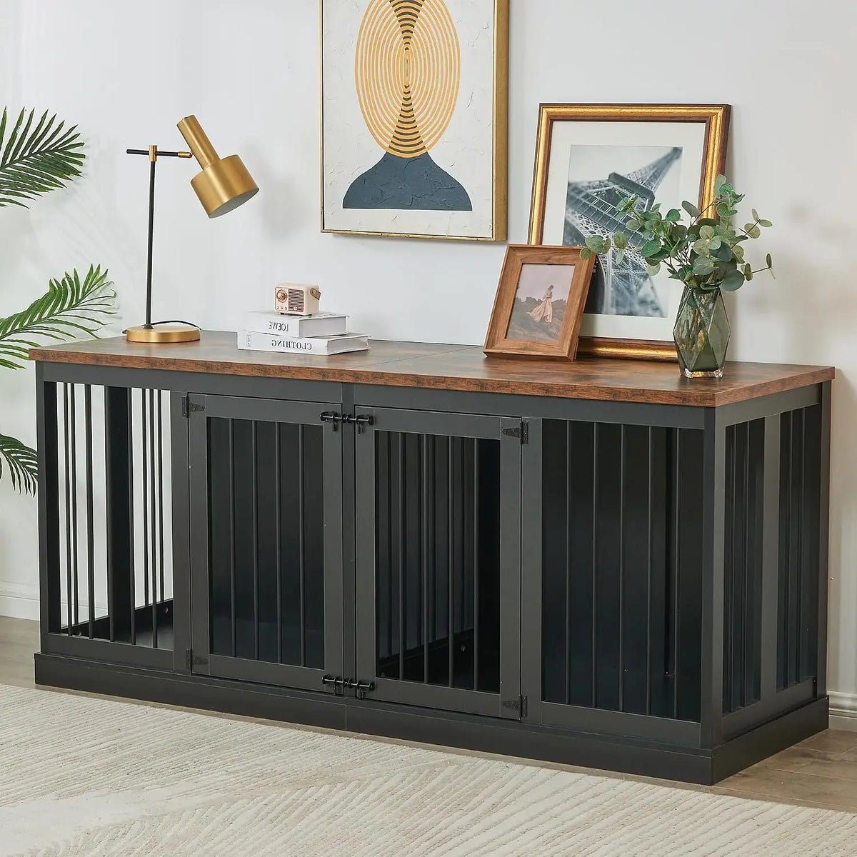 71 inch Extra Large Dog Crate Furniture Indoor Wooden Dog Kennel Furniture Heavy Duty Dog Crates TV Stand with, Custom