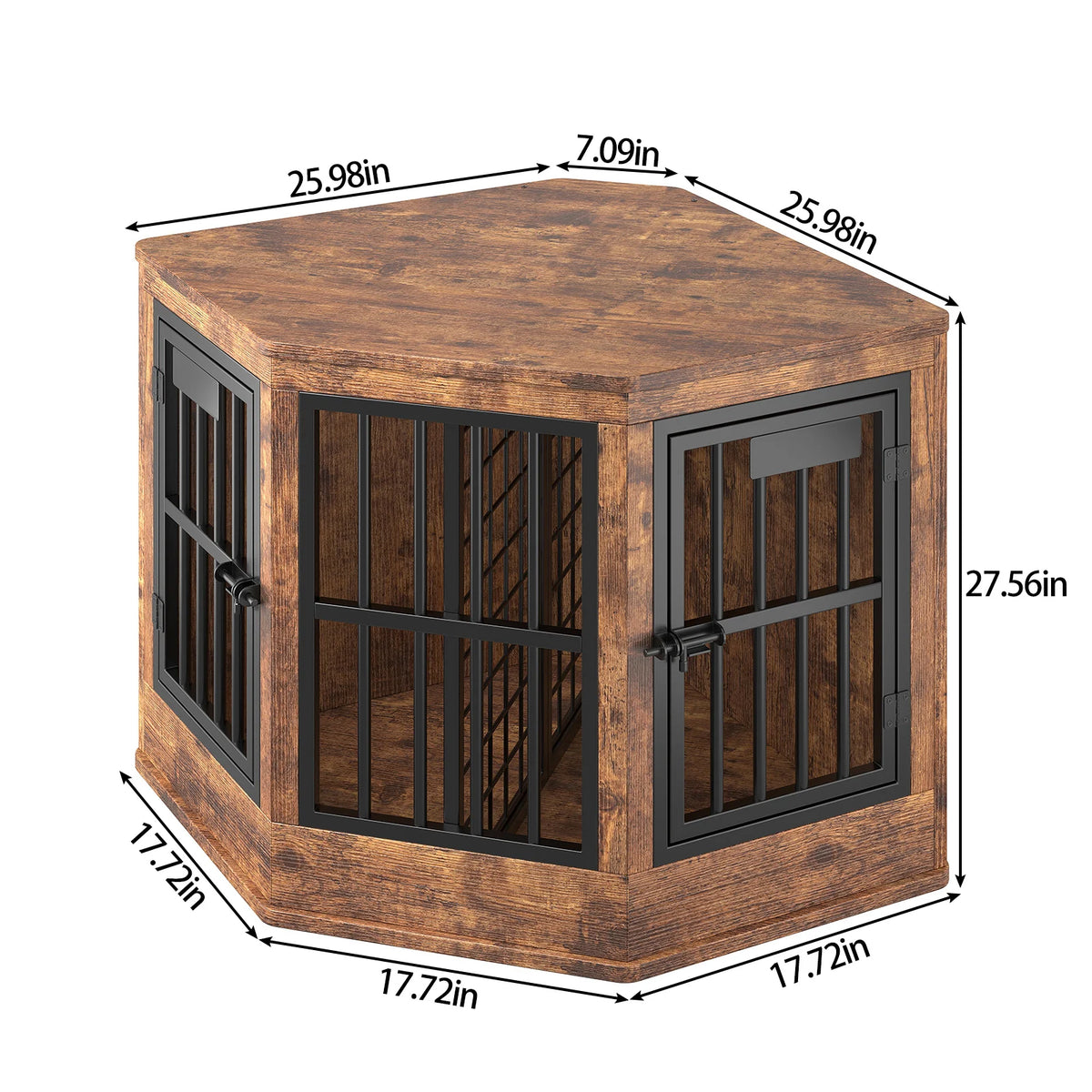 Corner Dog Crate Furniture Modern Indoor Dog Cage Decorative Pet House TV Stand for Medium and Large Sized Dogs Kennel Brown