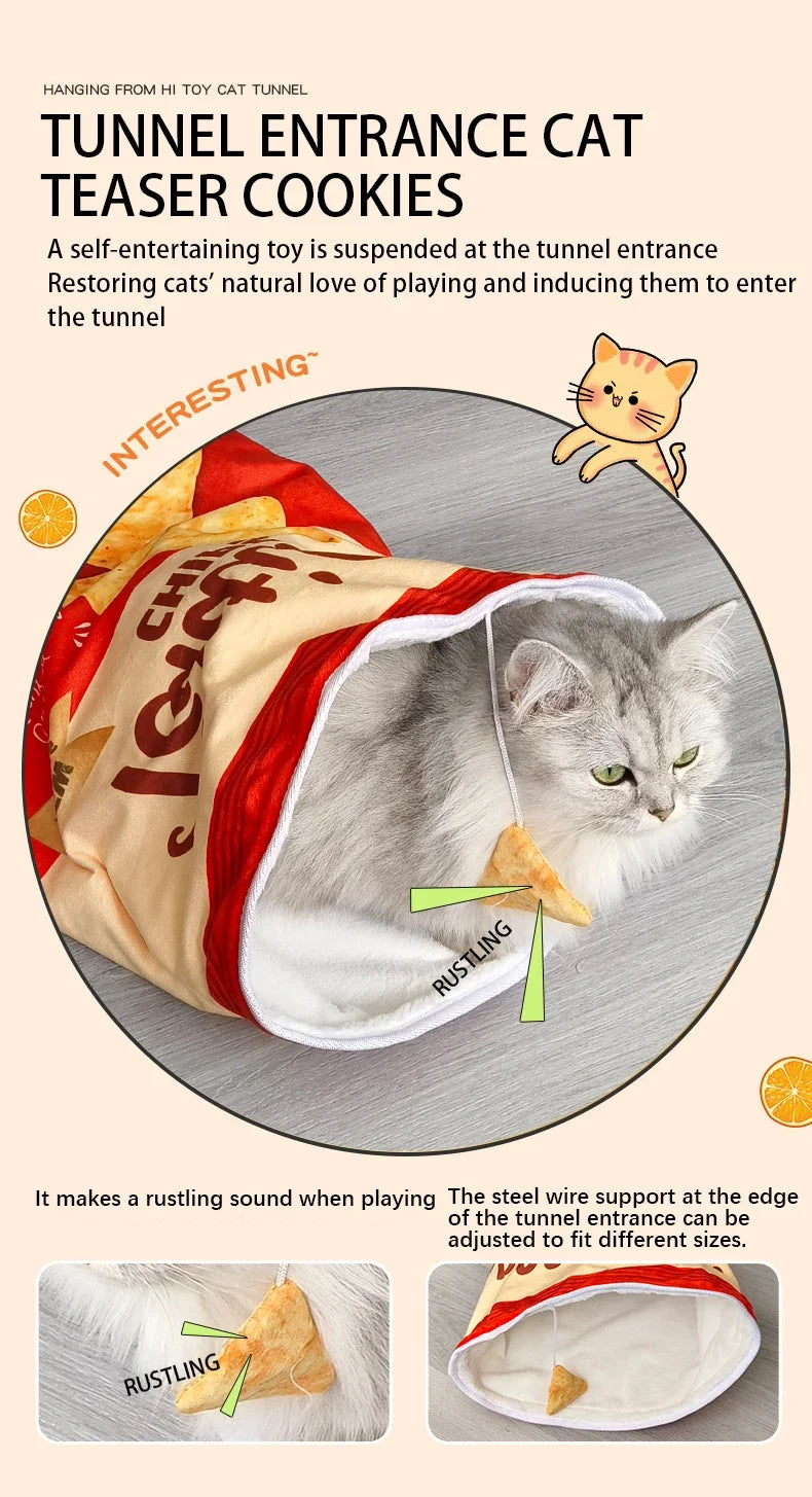 Cat Tunnel Toy Interactive Collapsible Drill Bag 6 Gourmet Pattern with Plush Ball Pet Toy for Cats Kittens