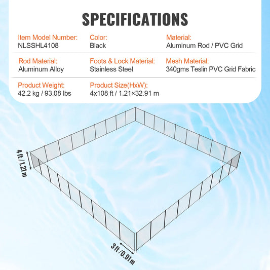 SucceBuy Pool Fence Fences for Inground Pools Removable Child Safety Pool Fencing Teslin PVC Fence Mesh Protects Kids and Pets