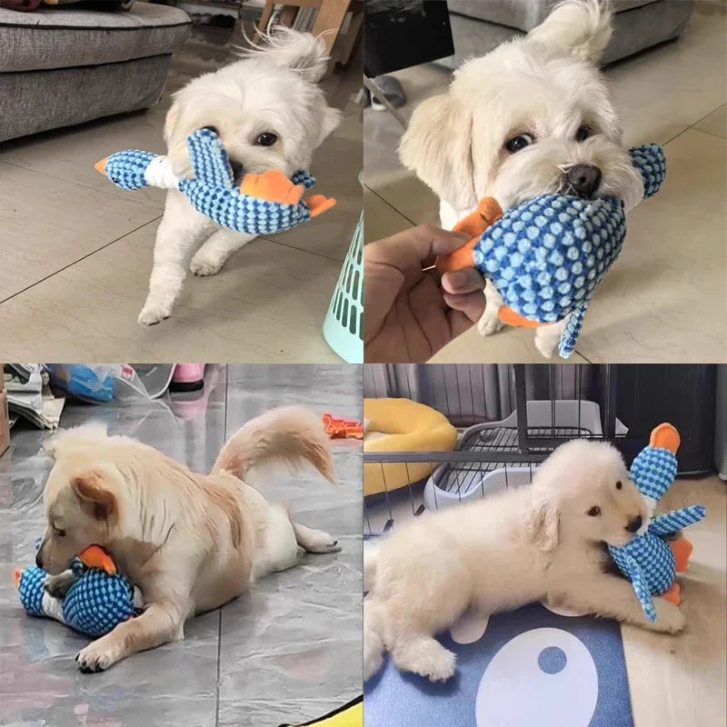 Dog Toys Plush Animal Toy Wild Goose Chewing Toy for Small Medium Large Dogs Cats Teeth Cleaning Toys Pet Squeak Toy for Puppy