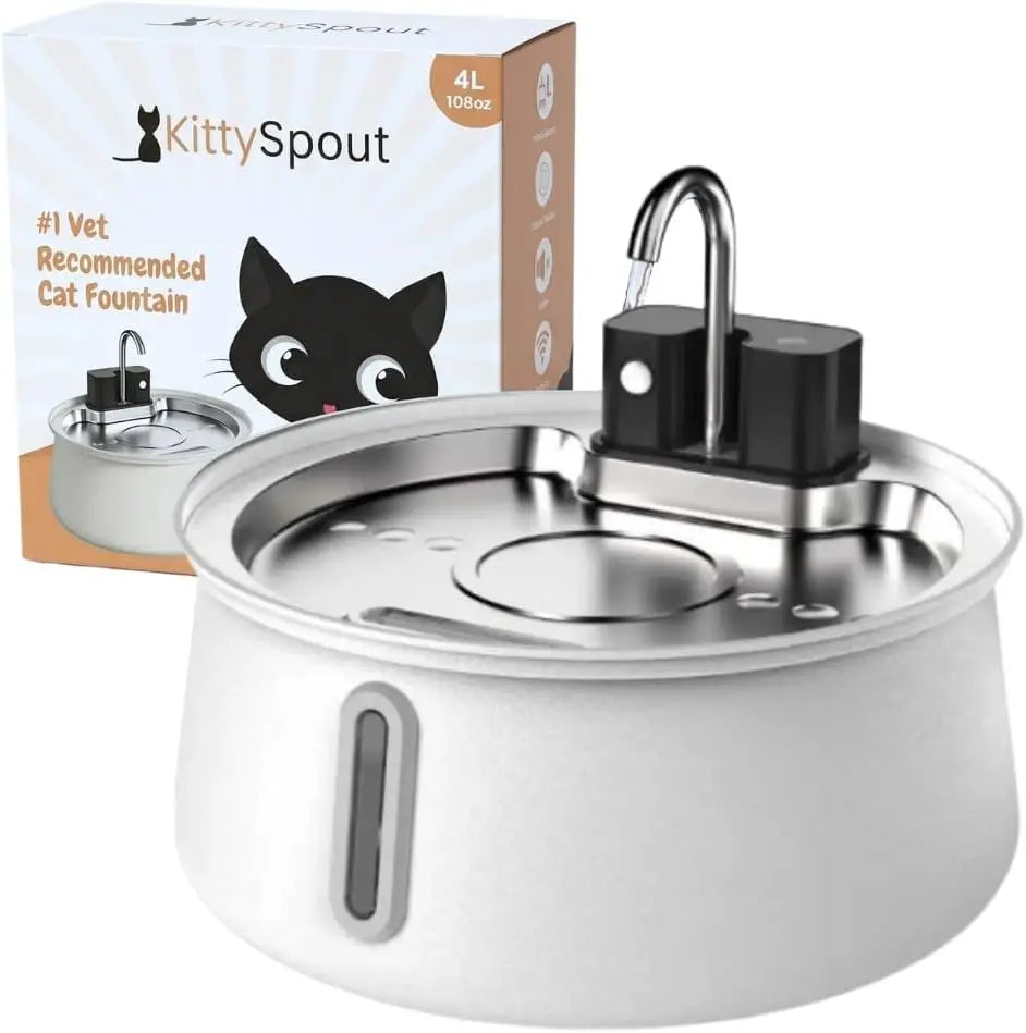 The KittySpout Stainless Steel Wireless Cat Water Fountain, 4L/108oz
