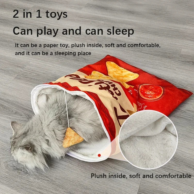 Cat Tunnel Toy Interactive Collapsible Drill Bag 6 Gourmet Pattern with Plush Ball Pet Toy for Cats Kittens