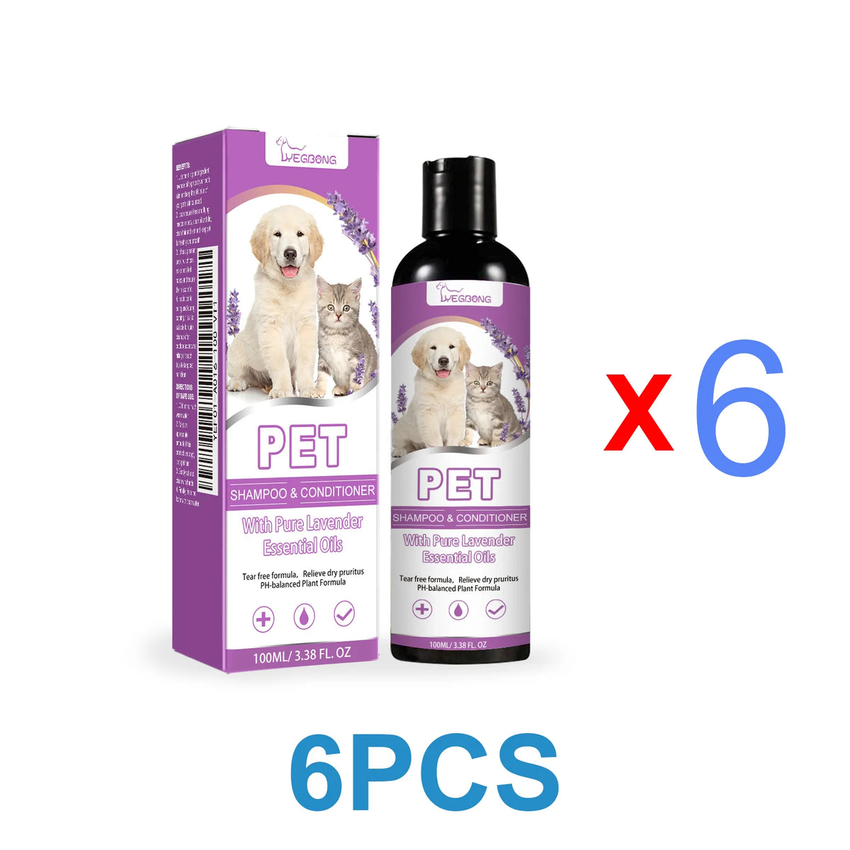 Pet Shampoo Shower Gel Dog Bath Cat Grooming Soothing Itchy Animal Skin Hair Smooth Detangling Deep Cleaning Coat Care Natural Shine Soft Tangle Free 100ml