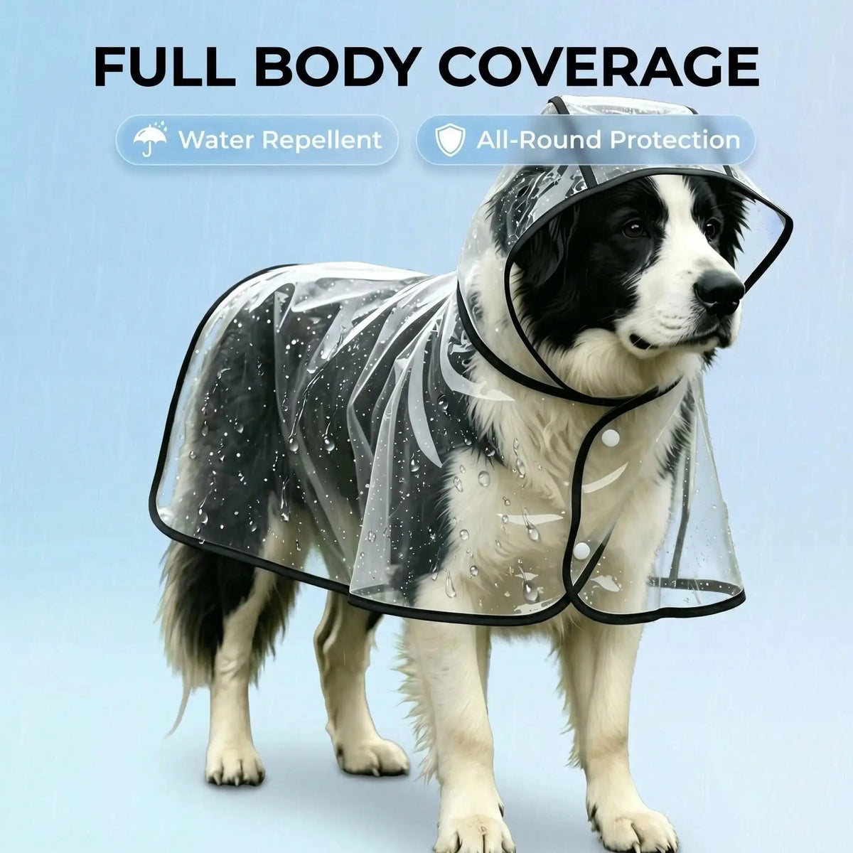 Transparent Dog Raincoat, Waterproof Clear Hooded Dog Rain Poncho With Leash Hole, Lightweight Pet Rain Jacket With Black Trim For Small Medium Large Dogs, Full Body Coverage Rainwear For Outdoor Walking