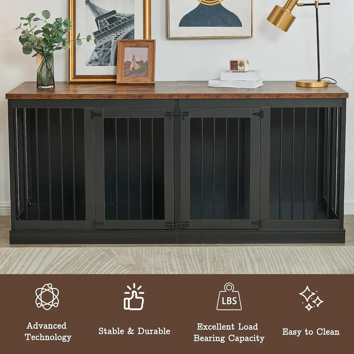 71 inch Extra Large Dog Crate Furniture Indoor Wooden Dog Kennel Furniture Heavy Duty Dog Crates TV Stand with, Custom