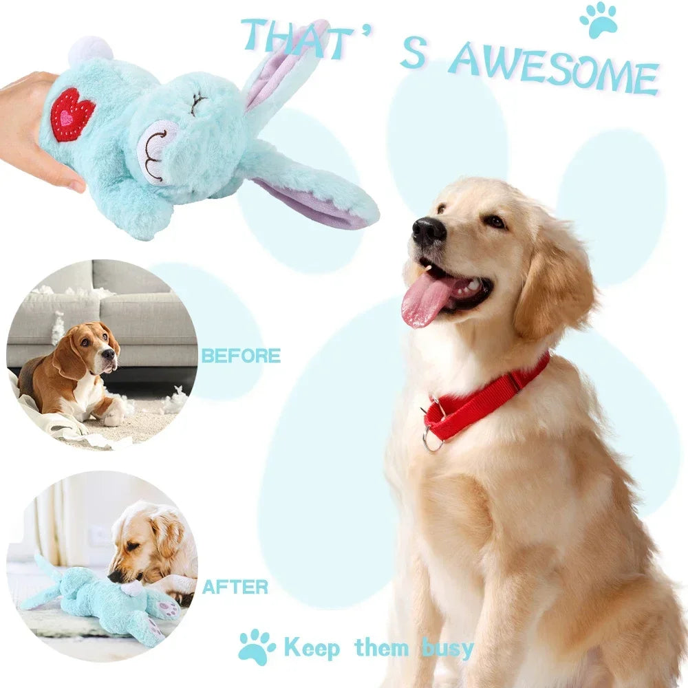 Bunny Plush Dog Heartbeat Toy Puppy Anxiety Relief Calming Sleep Aid Comfort Pillow for Crate Training Small Puppies