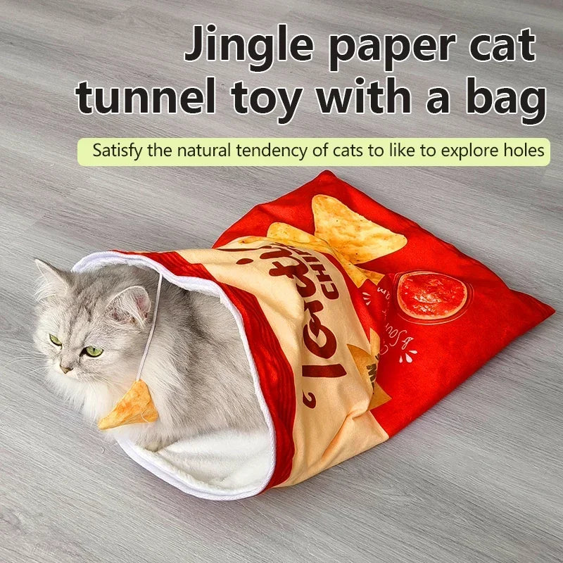 Cat Tunnel Toy Interactive Collapsible Drill Bag 6 Gourmet Pattern with Plush Ball Pet Toy for Cats Kittens