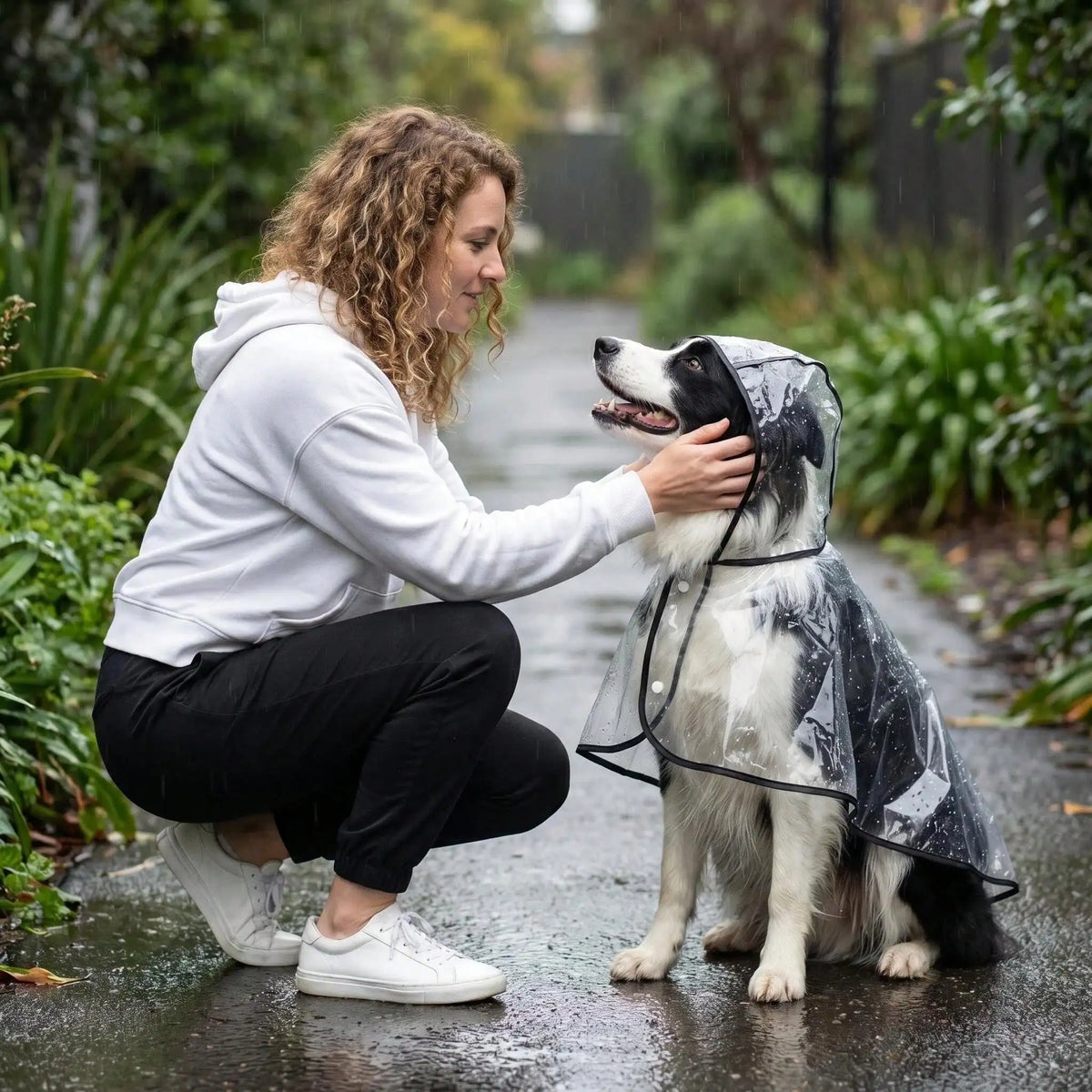 Transparent Dog Raincoat, Waterproof Clear Hooded Dog Rain Poncho With Leash Hole, Lightweight Pet Rain Jacket With Black Trim For Small Medium Large Dogs, Full Body Coverage Rainwear For Outdoor Walking