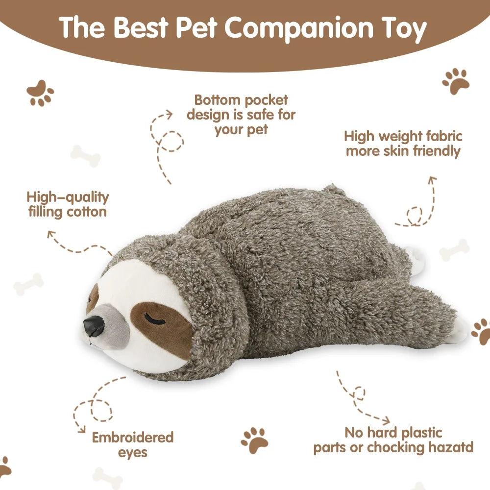 Heartbeat Puppy Toy Sloth Plush Dog Toy Calming Anxiety Relief Sleep Aid for Crate Training Small Dogs Christmas Gift