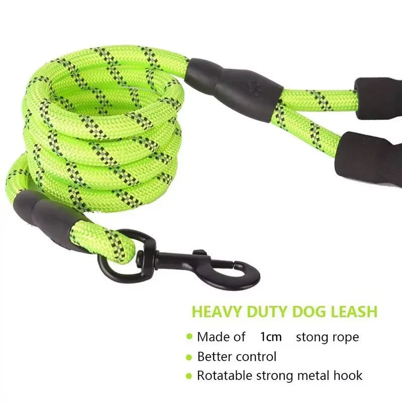 2M Pet Dog Leash with Soft Padded Handle Highly Reflective Dog Rope for Night Walking Suitable for Small Medium and Large Dogs