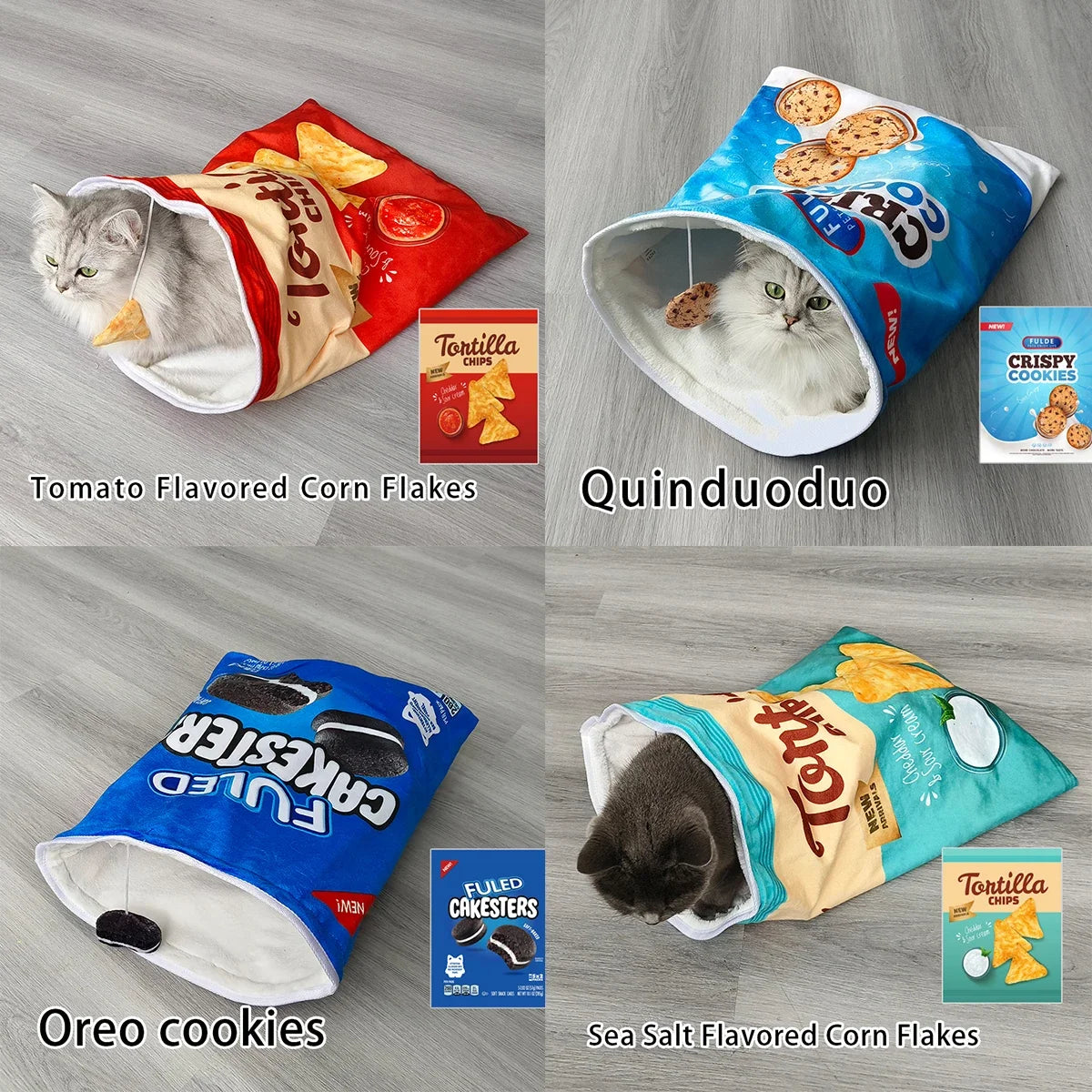 Cat Tunnel Toy Interactive Collapsible Drill Bag 6 Gourmet Pattern with Plush Ball Pet Toy for Cats Kittens