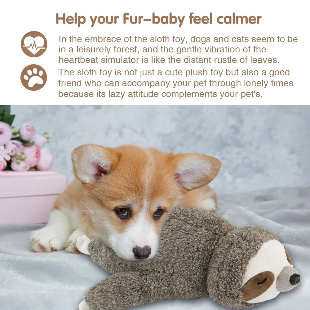 Heartbeat Puppy Toy Sloth Plush Dog Toy Calming Anxiety Relief Sleep Aid for Crate Training Small Dogs Christmas Gift