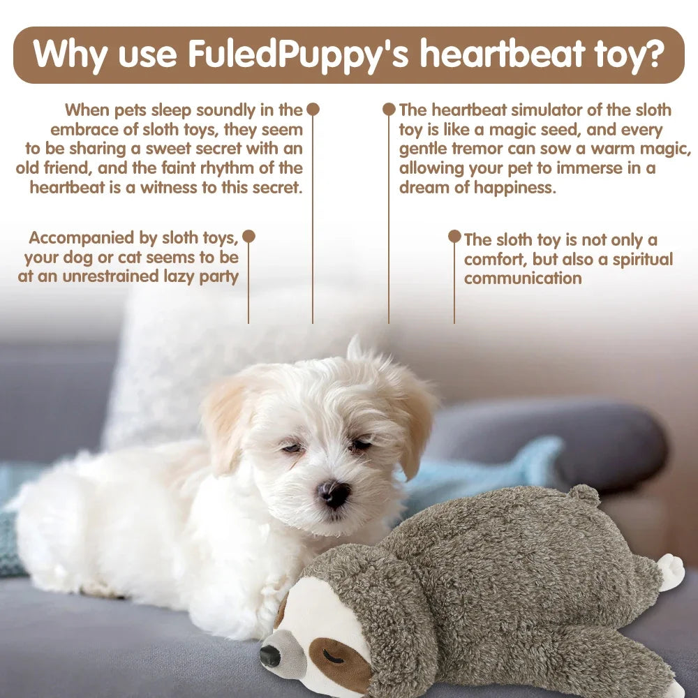 Heartbeat Puppy Toy Sloth Plush Dog Toy Calming Anxiety Relief Sleep Aid for Crate Training Small Dogs Christmas Gift