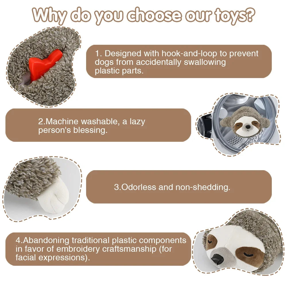 Heartbeat Puppy Toy Sloth Plush Dog Toy Calming Anxiety Relief Sleep Aid for Crate Training Small Dogs Christmas Gift